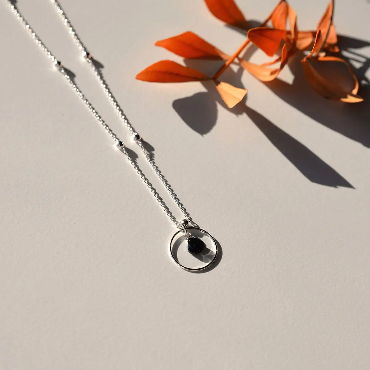 Necklace circle black silver - Big hug (Halskette)