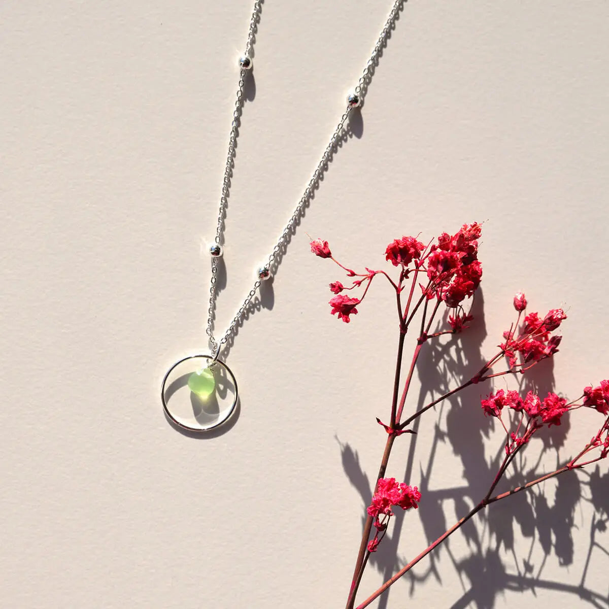Necklace circle green silver – You are wonderful. (Halskette)