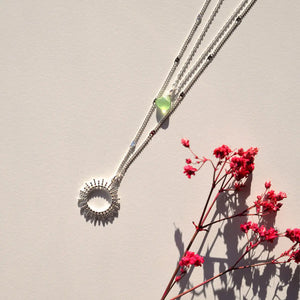 Necklace sun green silver – No words. (Halskette)