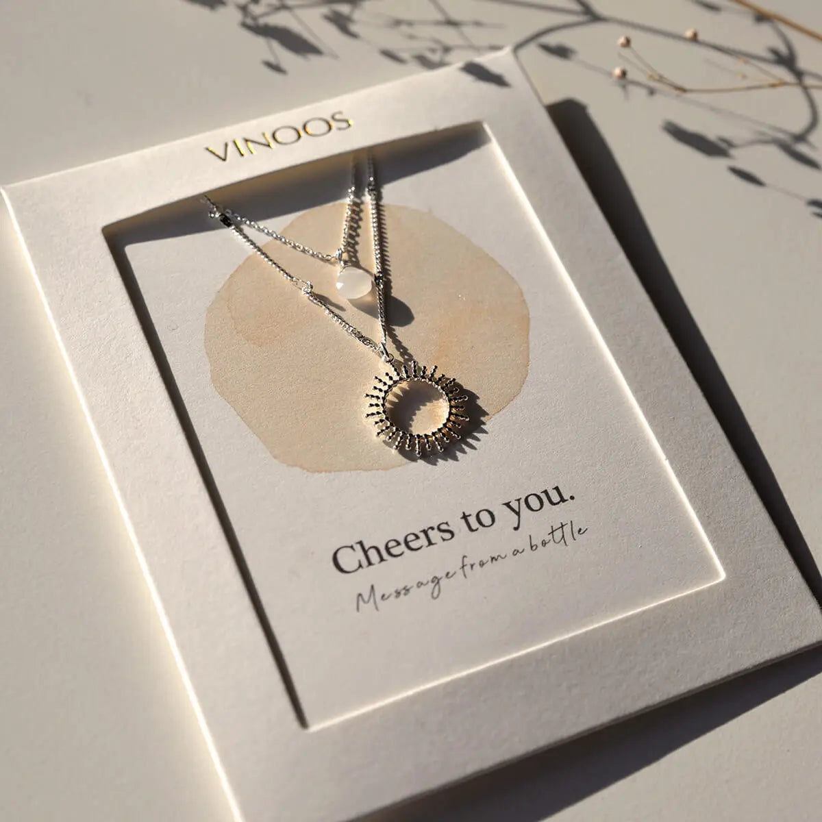 Necklace sun creme silver – Cheers to you. (Halskette)