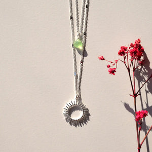 Necklace sun green silver – No words. (Halskette)