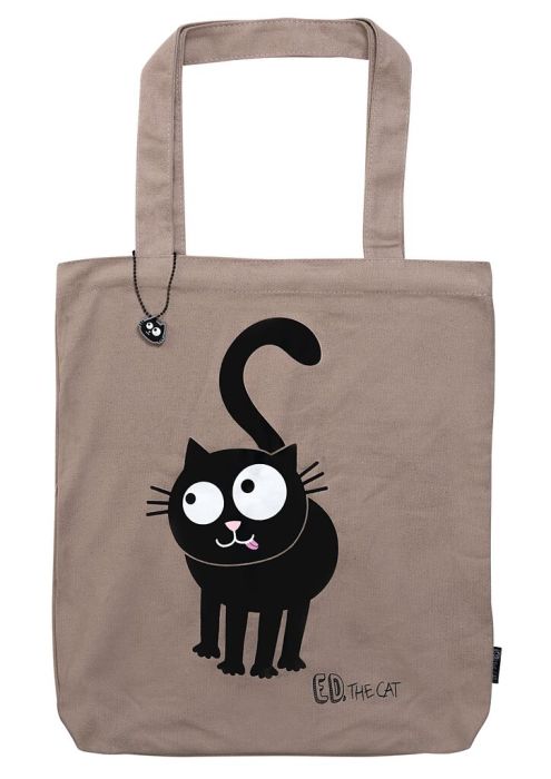 Shopper, Tragetasche "Ed the cat" grau