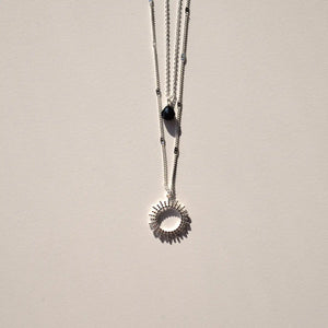 Necklace sun black silver – always sparkle. (Halskette)