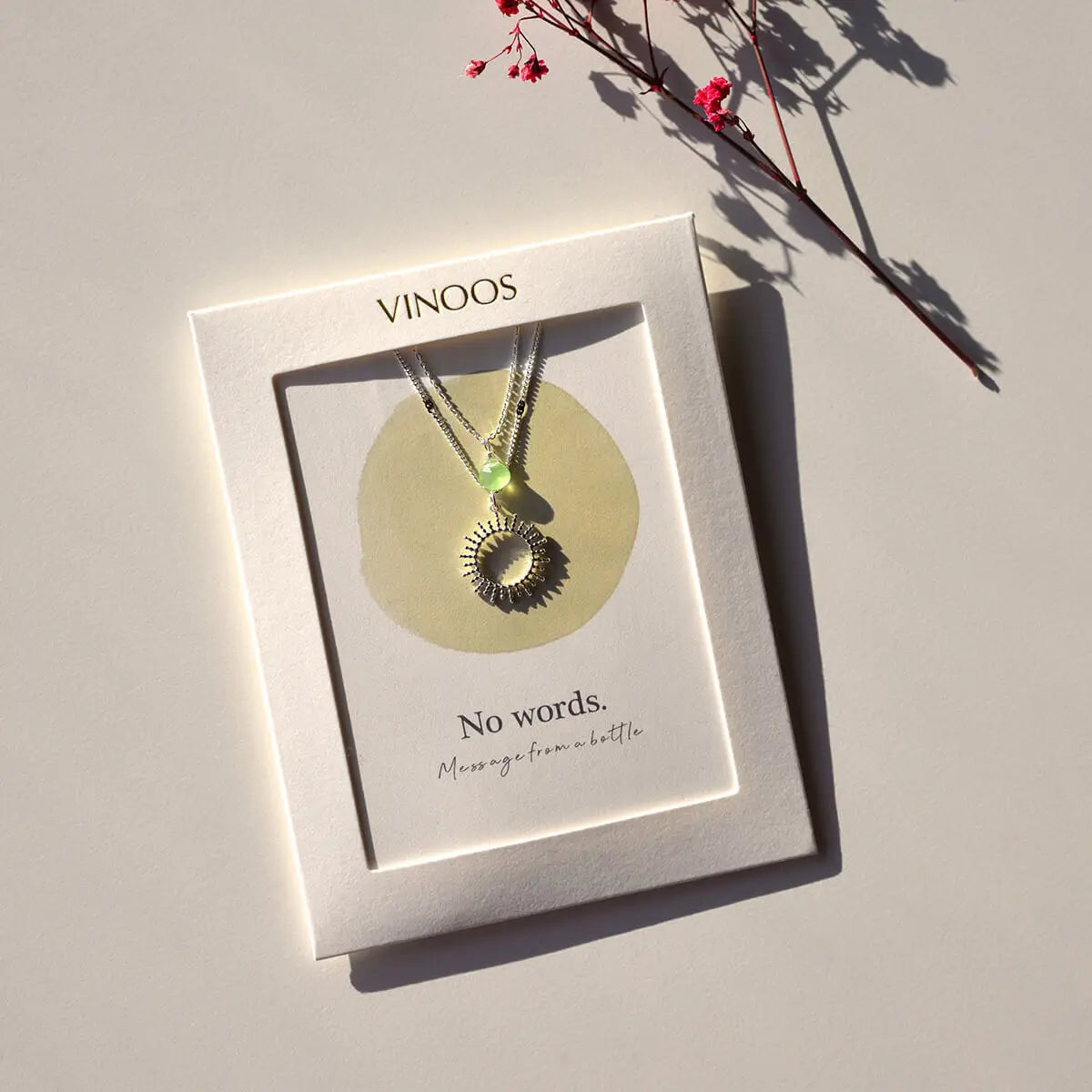 Necklace sun green silver – No words. (Halskette)