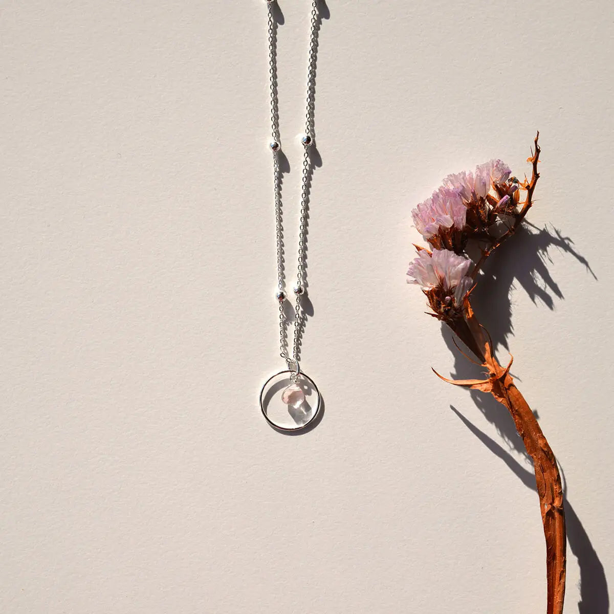 Necklace circle pink silver – Thinking of you. (Halskette)