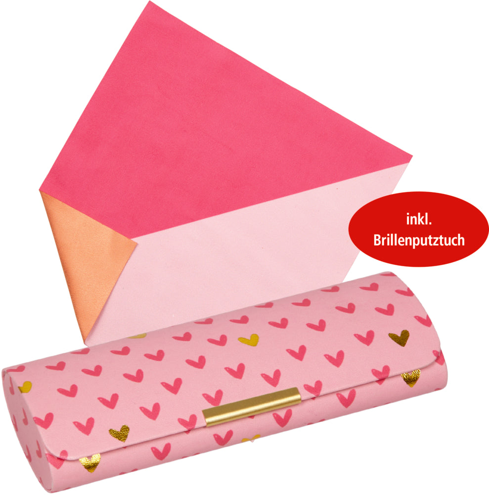 Brillenetui mit Putztuch - Herzchen