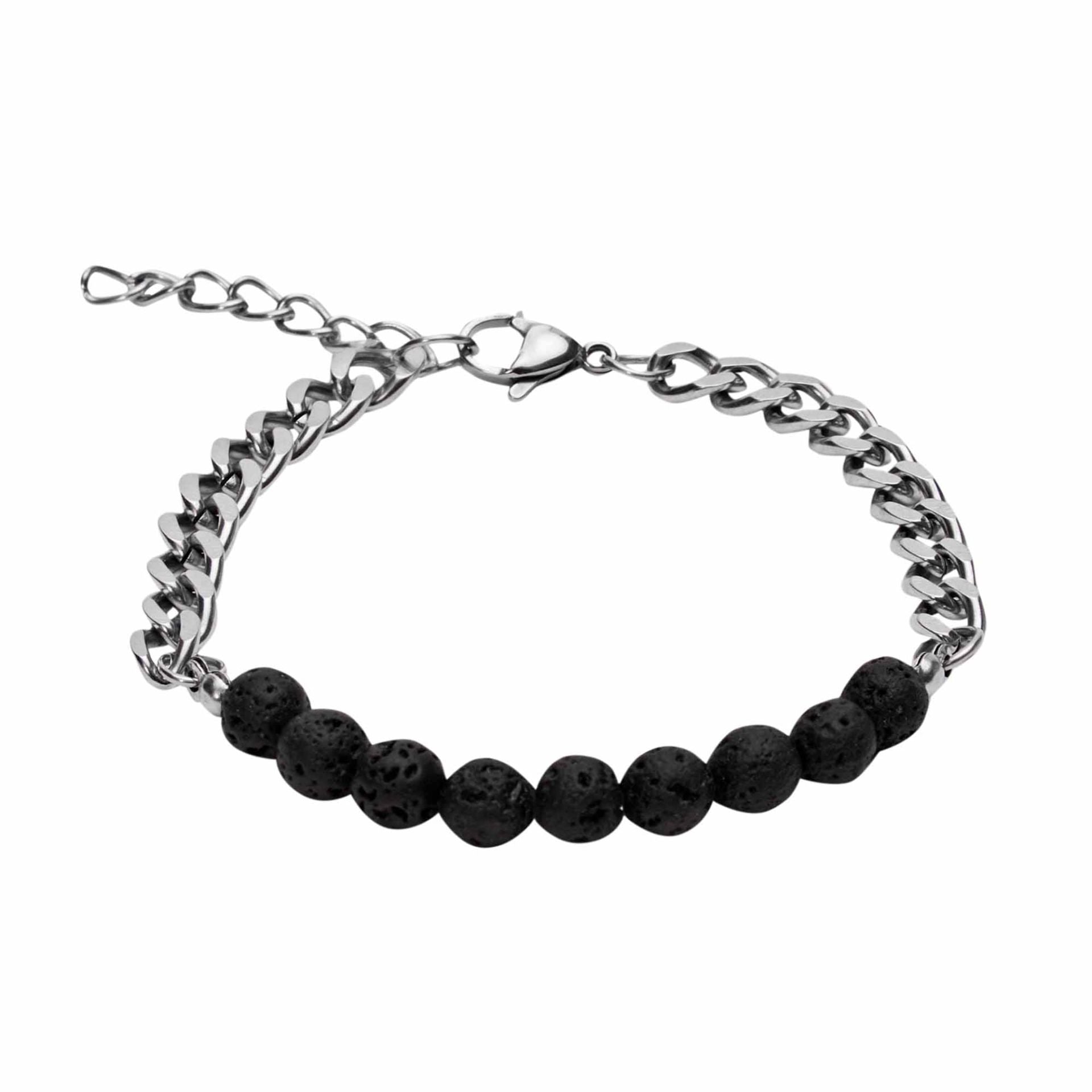 Armband - "VIRO" - Edelstahl Lavastein