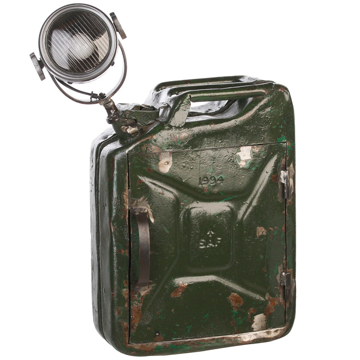 Benzinkanister Wandschrank & Lampe