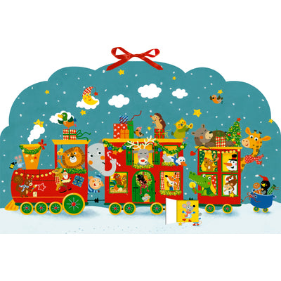 Bunte Weihnachtseisenbahn der Tiere