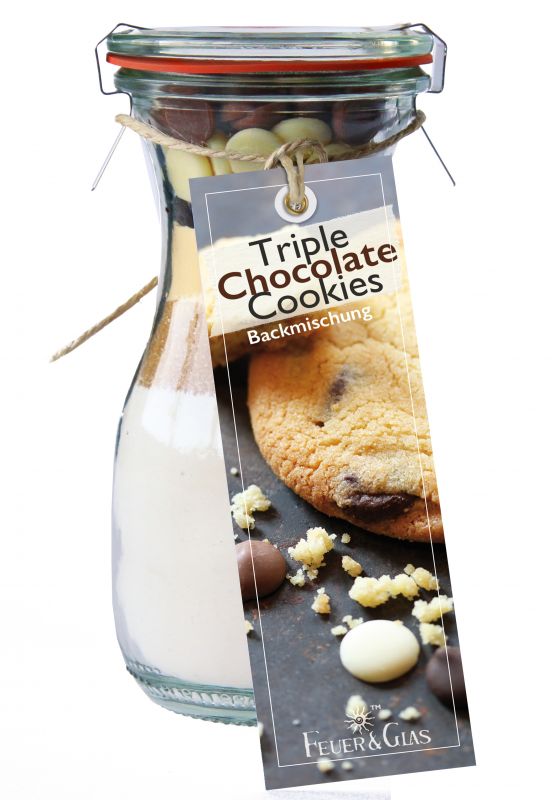 Triple chocolate Cookies im Weckglas