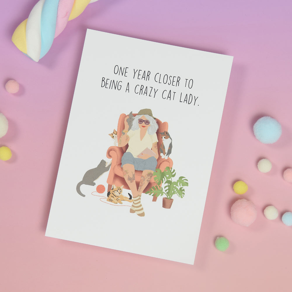Postkarte Catlady