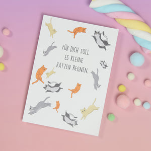 Postkarte Katzenregen