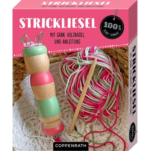 Strickliesel - mit Garn, Holznadel und Anleitung