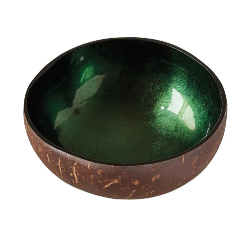 Deco coconut bowl - shiny forest green