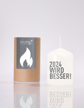 Flämmchen, weiß/anthrazit, "2024 WIRD BESSER!"