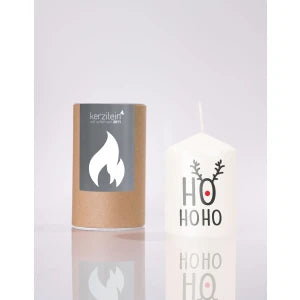 Flämmchen, weiß/anthrazit "HoHoHo Geweih"