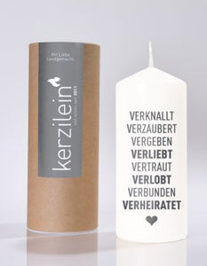 Flamme, weiß/anthrazit "VERLIEBT,VERLOBT,VERHEIRATET "