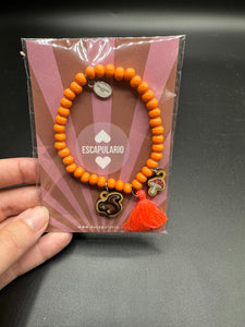 Armband in orange mit Holzperlen