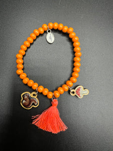 Armband in orange mit Holzperlen