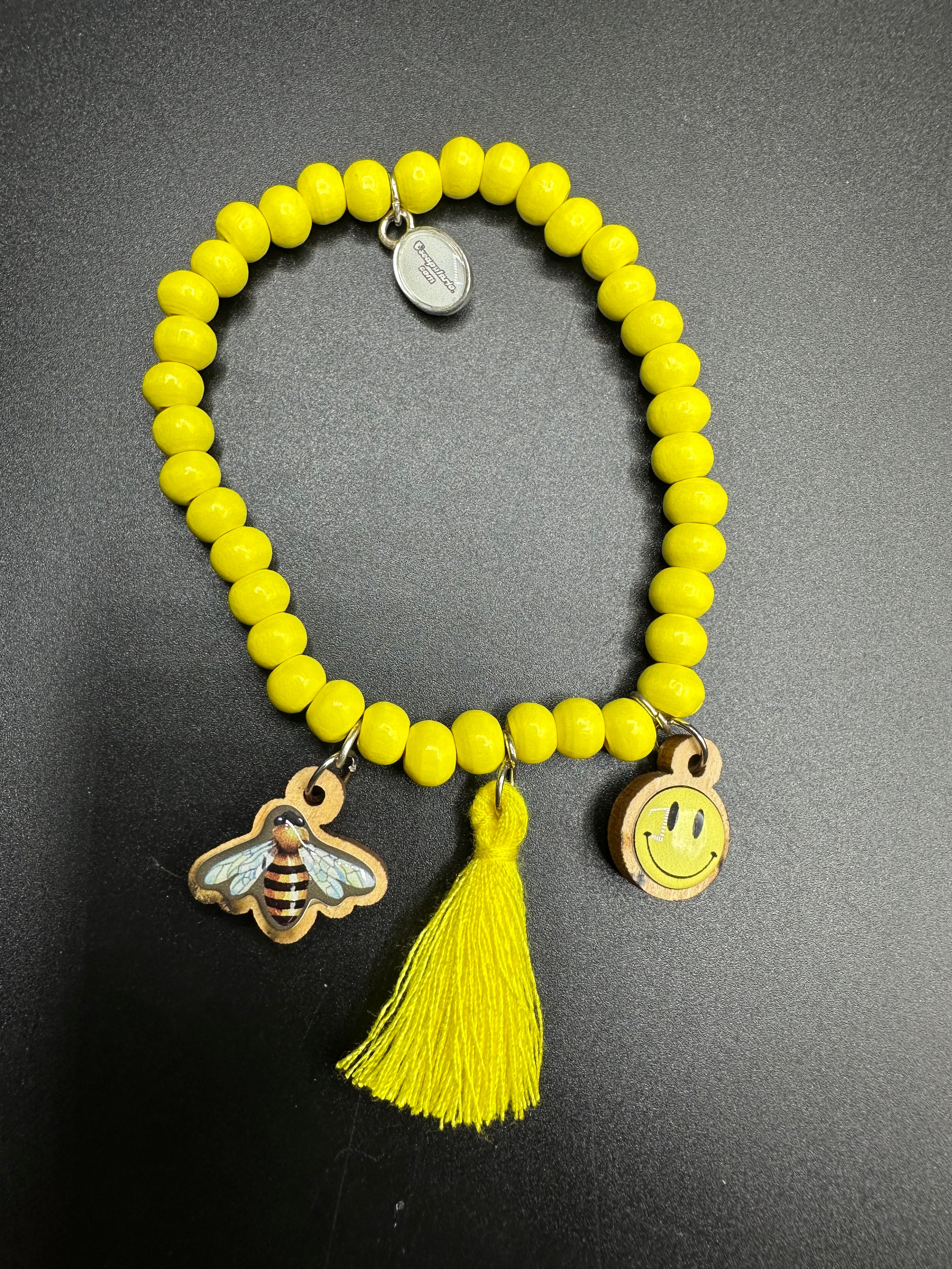 Armband in gelb mit Holzperlen