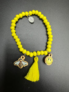 Armband in gelb mit Holzperlen