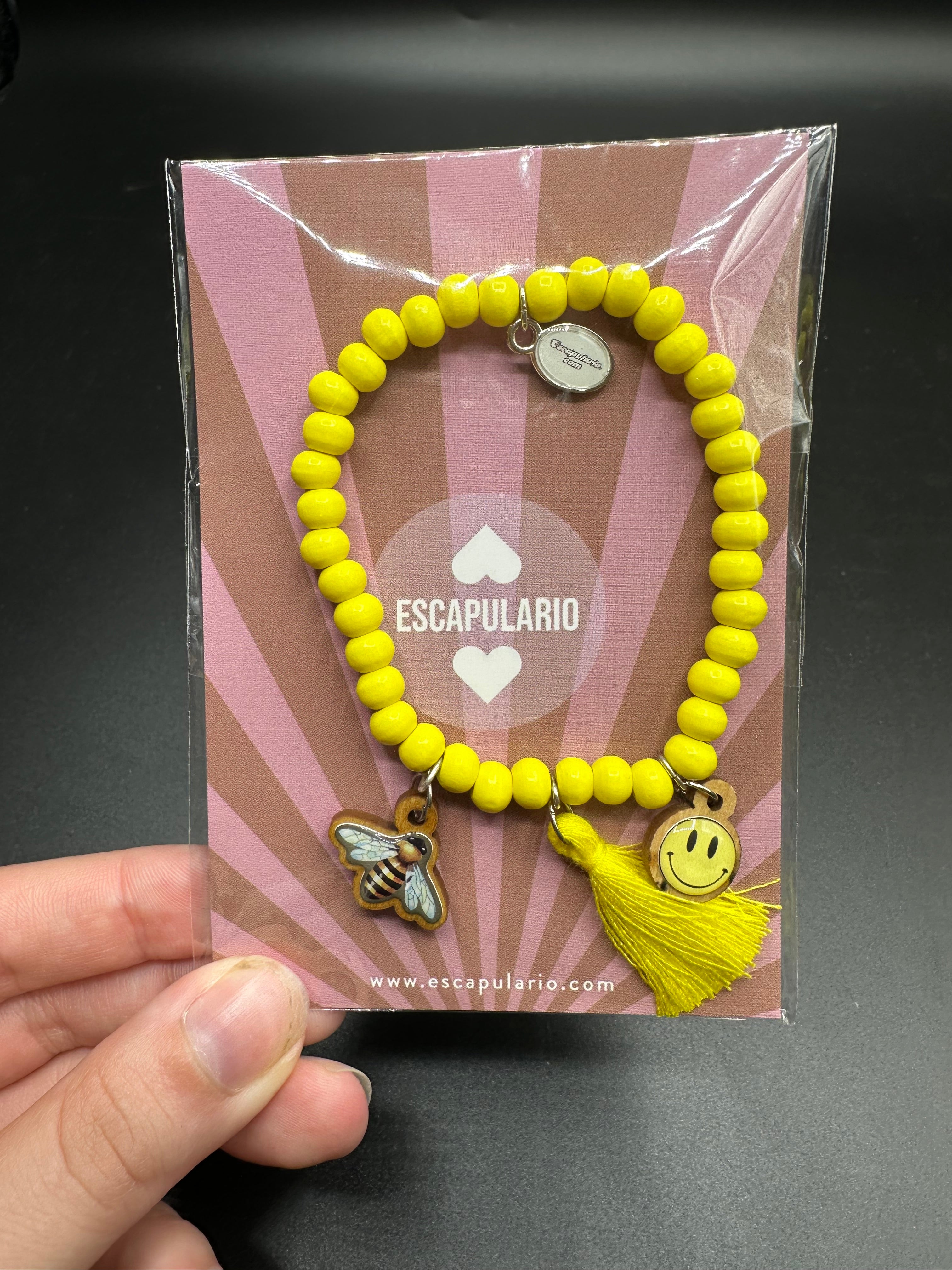 Armband in gelb mit Holzperlen