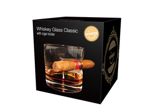 Whiskeyglas mit Zigarrenablage